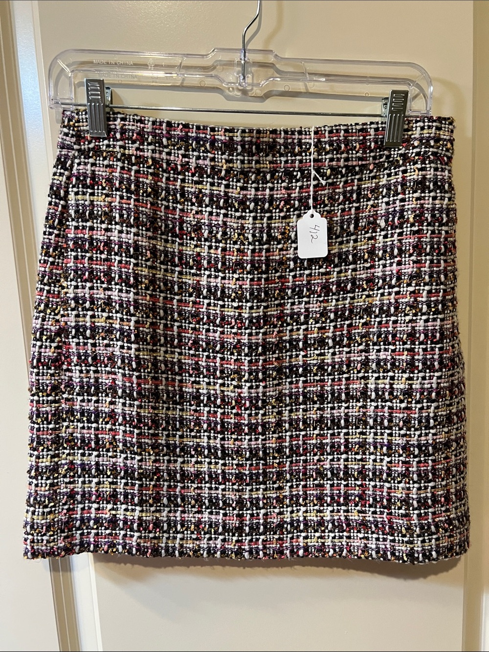J. Crew Multicolor Tweed Mini Skirt with Black and Cream Accents